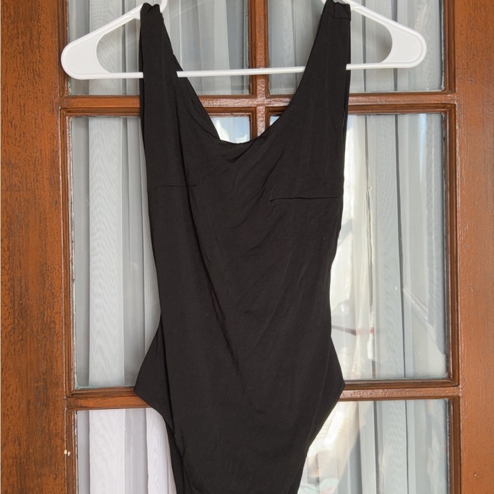 Classic Black Scoop-Neck Bodysuit
